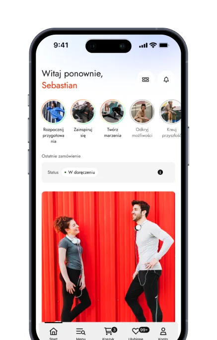 Aplikacja mobilna sklepu internetowego na ekranie iPhone